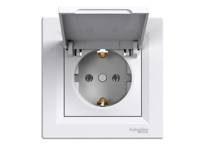 Розетка з заземленням, з кришкою Білий ASFORA (EPH3100121), Schneider Electric