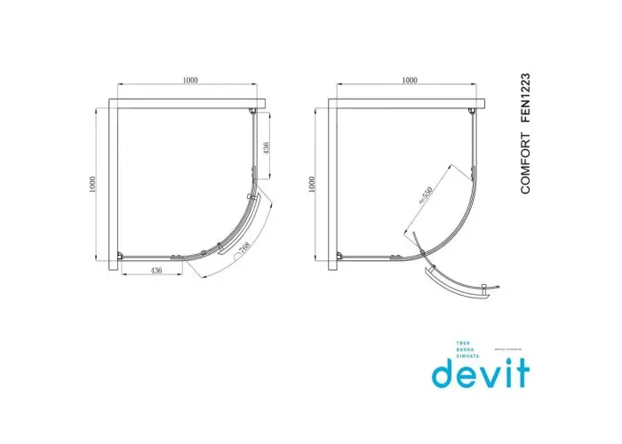 Душова кабіна кутова DEVIT Comfort хром FEN1223