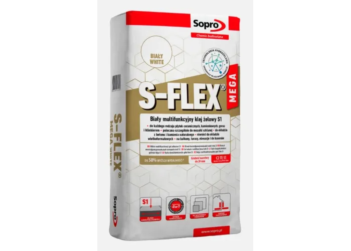Клей для плитки Sopro S-Flex Mega White 213 (22,5 кг)