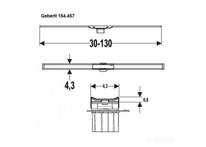 154.451.KS.1 CleanLine20 Кришка душового канала, L30-130см (1 сорт)