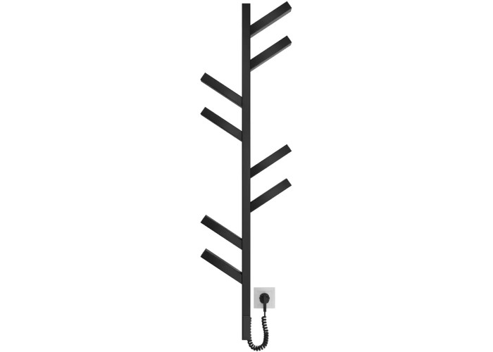 DPR117025000B Рушникосушка електрична, 1170х250мм, Albero, матеріал чорна сталь, к/т прихованого підключення, колір чорний матовий (1 сорт)