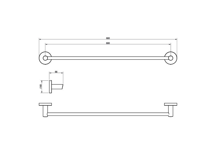 DFL21010101BN Flow Тримач для рушників, 600мм, Brushed Nickel PVD (1 сорт)