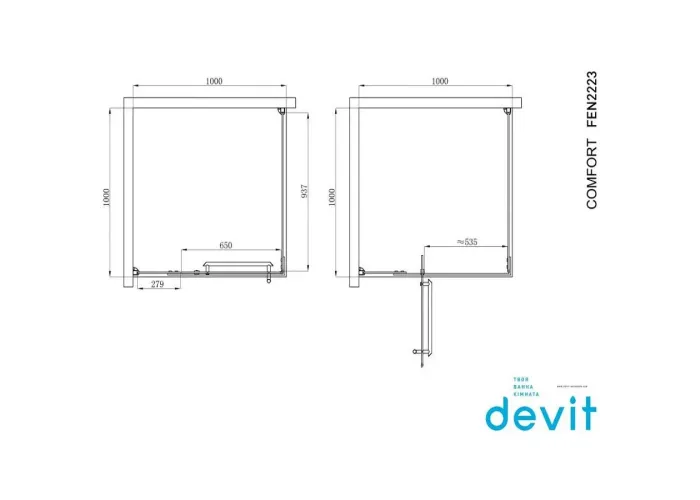Душова кабіна кутова DEVIT Comfort хром FEN2223