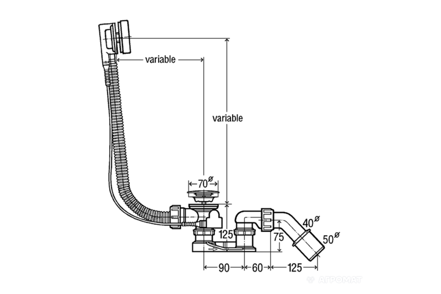 285357 Simplex Сифон-автомат д/ванни (1 сорт)