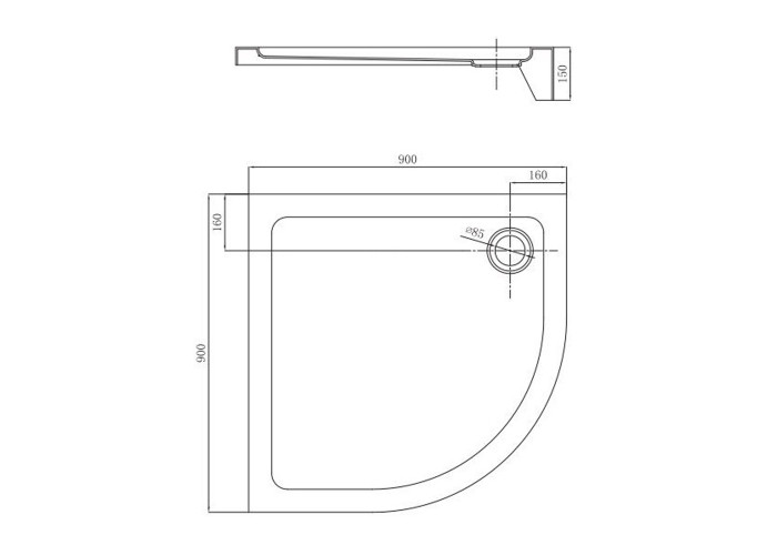 STQ2090 FRAME Піддон чверть кола 90*90 (1 сорт)