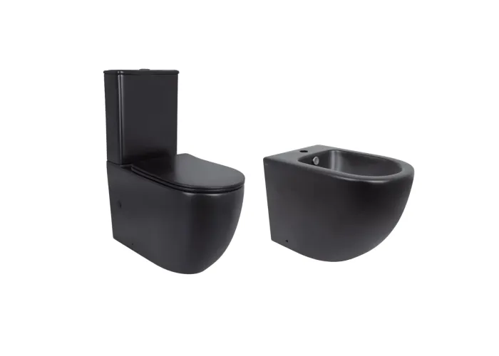Акційний набір: Унітаз напольний Robin Ultra Quiet QT13226083AMB 660x360x855 Black + Біде напольне Robin QT13442141CMB 565x360x405 Black